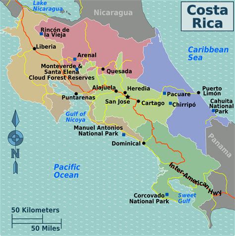 costa rica auf landkarte